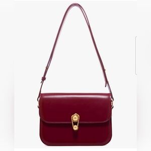 LA FESTIN Small Leather Purse Crossbody Bag Women's Cherry red Shoulder Handbag